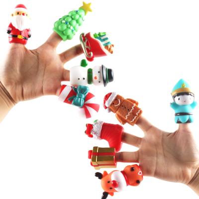 China 5 Pieces High Quality Eco-friendly Material 10 Pieces Kids Cartoon Finger Puppet Vinyl Custom Toys Set Funny Christmas Party Gift for sale