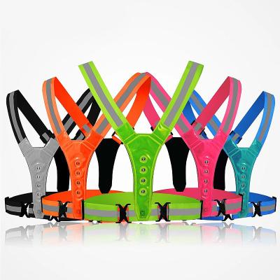 China New Design Safety Belt LED Alarm High Visibility Adjustable Reflective High Visibility Safety Reflective Recycling Vest for sale