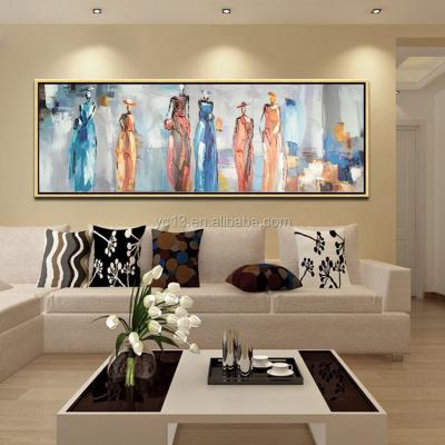 China Walking Canvas Oil Painting Bystanders Wall Art Realistic Knife Picture Abstract for sale