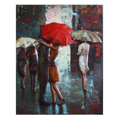 China Realistic Home Decor The Lover in the Rain Metal Wall Art Painting for sale