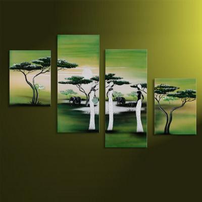 China 4 Panel Modern Elephant And Beautiful Woman Of Color Nude Oil Painting Art for sale