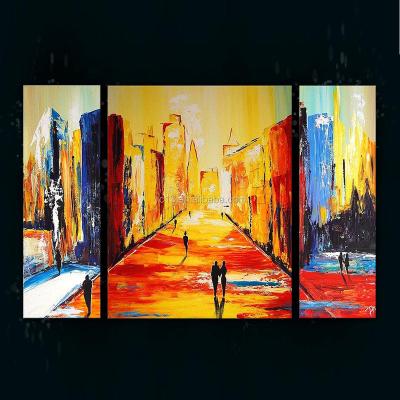 China It has best sunproof and waterproof nature for long term new style art acrylic painting, 3pcs panel abstract art painting for sale