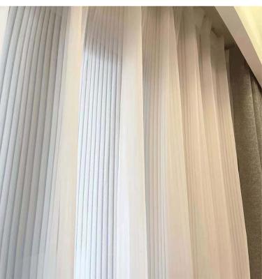 China Vertical Blackout Screen Curtain Blackout Shutter Chiffon Stripe Curtain Dreamy Curtain for sale