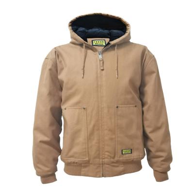 China Anti-pilling Factory Logo Best Quality Custom Zip Up Padded Construction Winter Work Brown Windproof Jacket For Men for sale