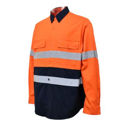 China Breathe Online Cotton Hi Vis Mesh Safety Button Shirt For HuiKang Tech Yellow/Navy Visibility Unisex Top for sale