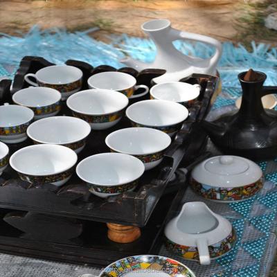 China Sustainable traditional ethiopian fine china coffee cups queen sheba coffee set 16pcs for sale