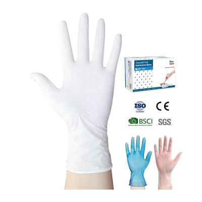 China Powder Free Household Custom White Elastic Dental Clean Powder Kitchen Medical Examination Gloves Food Grade Vinyl Disposable Gloves for sale