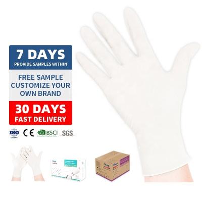 China Powder Free Wholesale Disposable Natural White Lab Gloves Powder Control Food Grade Medical Waterproof Gloves for sale