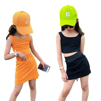 China 2022 New Arrivals Girls Casual Clothing Sets Single Crop Tank Main 2 Piece Girls Fashion Set York Little Girl Skirt Two Piece Set Now for sale