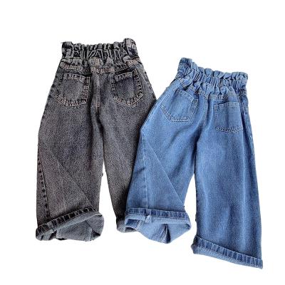 China Anti-pilling 2021 Autumn Baby Denim Pants Kids Wide Leg Pants Kids Bottoms New Autumn Spring Fashion High Waist Girls Jeans for sale