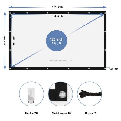 China 120 Inch 16:9 Projector Projection Wall Mounted Movies Screens Fabric For Garden Indoor Outdoor for sale