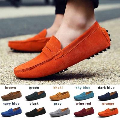 China Classic Original Breathable Mens Casual Shoes Suede Leather Loafers Slip On Flats Pea Male Shoes for sale