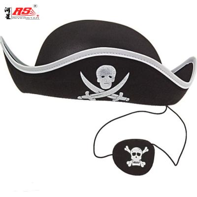 China Character Halloween Dress Up Party Props Custom Head Hat With Eye Mask Pirate Hat for sale