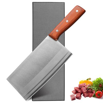 China Disposable High Quality 8Cr15Mov Stainless Steel Kitchen Cutting Knife 7 Inch Cleaver Knife With Pakka Wood Handle for sale