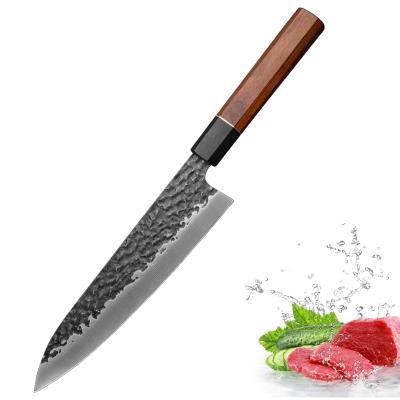 China 8 Inch 5Cr15MoV Chef's Knife Hammered Steel Disposable Kitchen Knife with Ebony Handle for sale