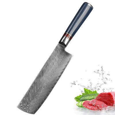 China 7 Inch VG10 Damascus Steel Kitchen Disposable Chef Knives Nakiri Knife With Resin Handle for sale