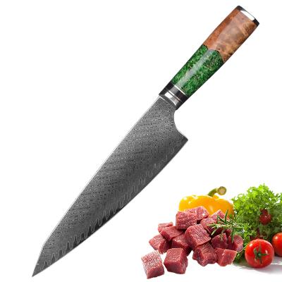 China Amazon Hot Sale Disposable Damascus Kitchen Steel Chef Knife Kiritsuke Knife With Kylin Pattern for sale