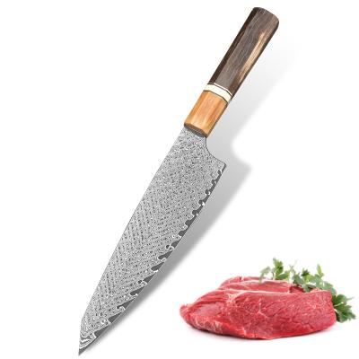 China 8 Inch Disposable Dragon Scale Pattern Damascus Kitchen Knife Chef Knife With New Design Wood Handle for sale