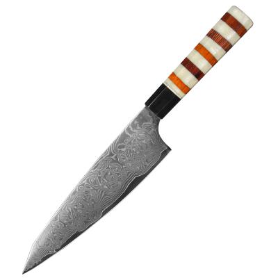 China New Design Disposable 8 Inch Kitchen Knife Damascus Steel Kiritsuke Knife With Resin Handle for sale