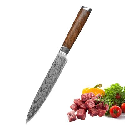 China New Arrival Disposable OEM 8 Inch Stainless Steel Knife Meat Cutter Kitchen Slicing Slicing Knife With Pakka Wood Handle for sale