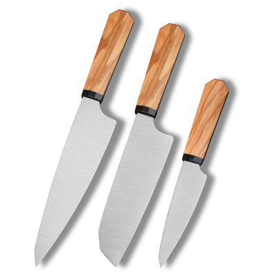 China High Quality Disposable 14C28N Stainless Steel Kitchen Knives 3 Pcs Knife Set For Kiritsuke Knife Santoku Utility for sale