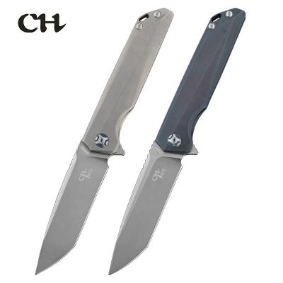 China Pocket knife ch 3507 titanium multi functional handle D2 handle stainless steel camping open combat knife blade folding slide for sale