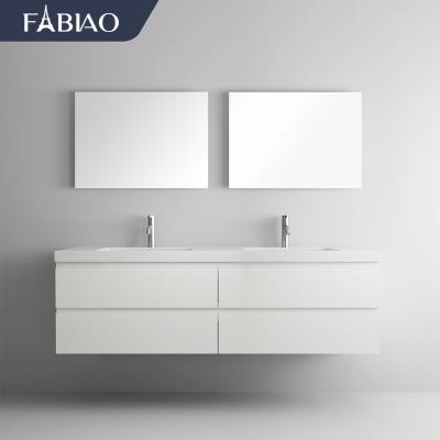 China FABIAO Modern Wall Mounted Bathroom Cabinet Muebles Para Bao Furniture Bath 4 Drawers White Double Basin for sale