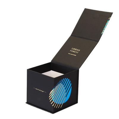 China Recycled Clamshell Cosmetic And Perfume Packaging Box Cardboard Materials Custom Cosmetic Magnetic Ad Box Black Gold Square Box for sale