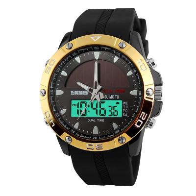 China skmei day/date 1064 5atm waterproof for men japan solar powered movt custom logo watches for sale