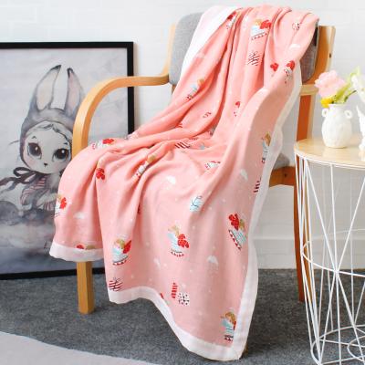 China Bamboo cotton print anti-pilling double layer newborn infant warm baby custom digital organic muslin blanket wrap for autumn winter for sale