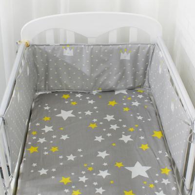 China Cotton Low Price Adjustable Gray Crown Pattern Muslin Organic Soft Crib Crib Bumper For Baby for sale