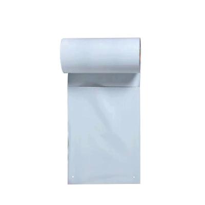 China Strong Adhesive White Printed Plastic Courier Bags For Shipping Auto Courier Bag Single Side Pre-opening Continuous Packing Roll for sale