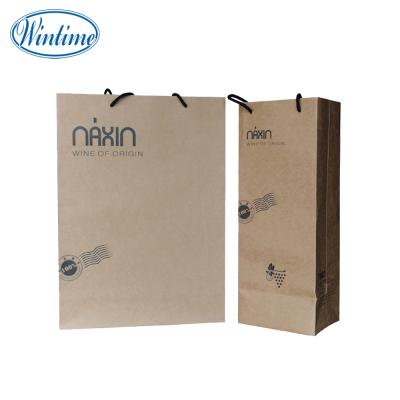 China Recyclable Customized Design Promotion Kraft Paper Wine Paper Bag for sale