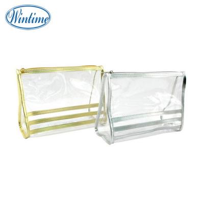 China Fashion Factory Supply Bag Glossy Clear Piping Cosmetic PVC for sale