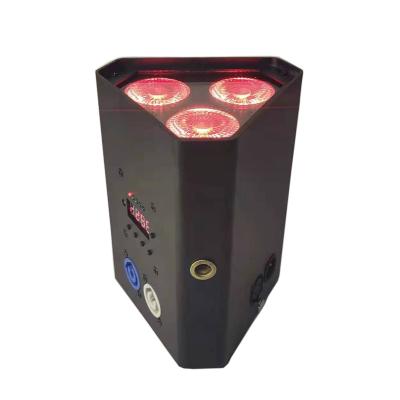 China Wedding stage uplight chargeable 3x18w RGBWA 6 UV in 1 led wireless battery par small remote control led stage light for sale