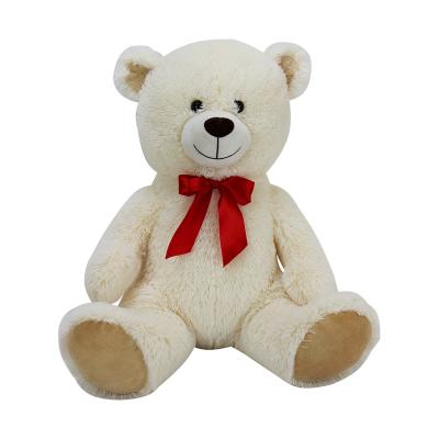 China Plush Netting Stuffed Soft Toys For Valentines Day Gift With Red Silk Ribbon To Custom Design Plush Teddy Bear for sale