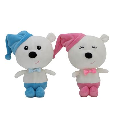 China 24cm Stance Teddy Bear Cute Funny Stuffed Teddy With Pink Blue Sleeping Hat Custom Baby Teddy Bear Plush Toys for sale