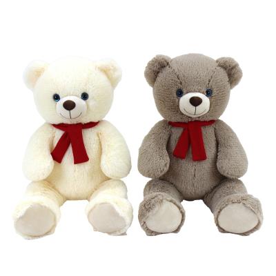 China Hot Selling Plush Christmas Teddy Bear With Knit Scarf And Glitter Eyes Stuffed Soft Plushie Toys Christmas Teddy Bear Gifts For Kids 78cm for sale