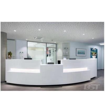 China Fashion Renewable High Quality White Led Decorate Salon Reception Clinic Artificial Stone Reception for sale