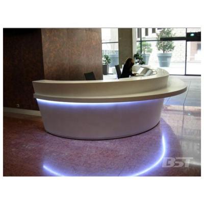 China Durable Front Desk White Artificial Marble Circle Led Front Desk Semi Reception Desk for sale