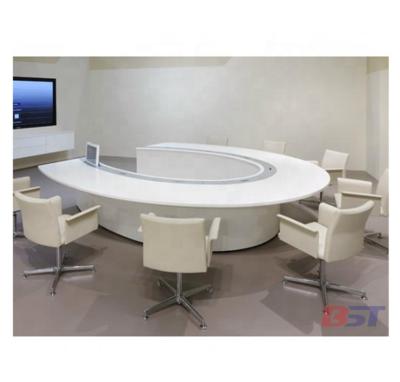 China Large Revolving Luxury Conference Table Oval Shape 10 Person Conference Table Marble Head Meeting Table for sale