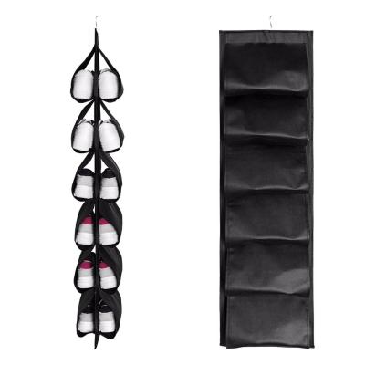 China Customized Contemporary 12 - Pocket Hanging Folding Shoe Hanger Storage Bag Shoes Rack Organization for sale