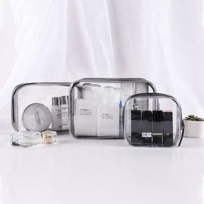 China Lady Custom PVC Natural Transparent Cosmetic Custom Logo Travel Bag Cosmetic Makeup Bag for sale