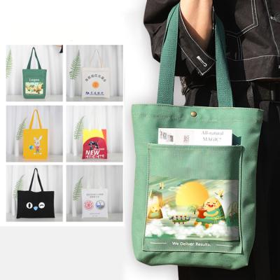 China Canvas Handled Tote Bags With Custom Printed Logo Canvas Custom Tote Bag Wallets Custom Shopping Bags for sale