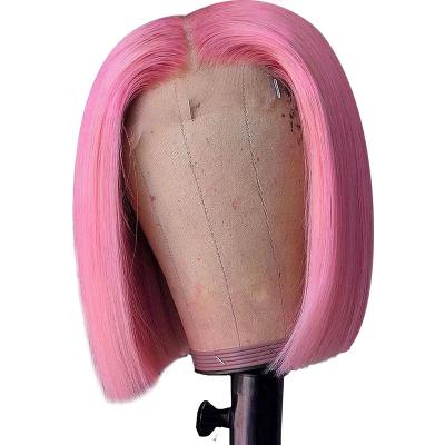 China Cheapest Bobwigs Cheapest Hd Pink Blonde Straight Colored Blue Transparent Lace Front Wigs For Women Short Bob Human Hair Wigs With Baby Hair for sale