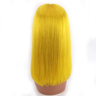 China Straight 100% Brazilian Human Hair Lace Wigs Lead Wave Wigs HD Virgin Yellow Short Straight Transparent Lace Front Human Hair Wigs for sale