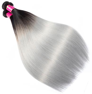 China Silky Straight Wave 1B Brazilian Straight Wholesale Gray Ombre Silver Gray Cuticle Aligned 1B Gray Human Hair Bundle for sale