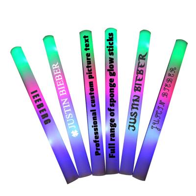 China Stage Props Factory Customized Wholesale LOGO Foam Glow Stick Light Up LED Foam Flashing Stick for sale