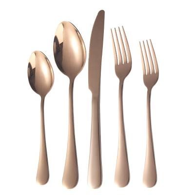 China Fancy 1010 High Quality Viable Stainless Steel Silverware Shiny Rose Gold Dinner Knife Spoon Fork Set Cuttlery Cutlery Set Wholesale for sale