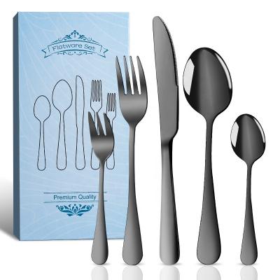 China Chengli 20pcs Best Selling Viable Black Stainless Steel Flatware Set Gift Box Silverware Gold Knife Fork Spoon Cutlery Set With Case for sale